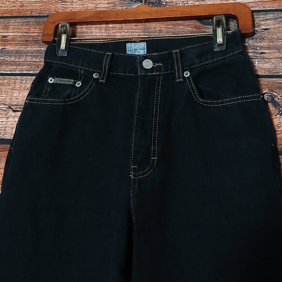 Calvin Klein Vintage 90s Jeans Size 4 Easy Fit High Rise Relaxed Mom Black Denim - Picture 4 of 9